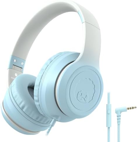 Rockpapa L22 Purple Over-Ear Headphones for Kids & Women – Lightweight, Foldable, and Durable Wired Design with Built-In Microphone for Clear Hands-Free Communication, Perfect for School, Travel, and Daily Use – High-Quality Stereo Sound and Tangle-Free Cord for Seamless Audio Enjoyment
