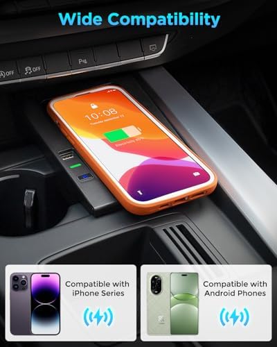Wireless Phone Charging Pad for Audi A4, A5, S4, S5 (2016-2024) – Premium USB Organizer for Effortless Connectivity and Fast Charging Solutions – Enhance Your Interior with Sleek Design and High-Speed Power Boosts – Ideal Audi Accessories for a Clutter-Free Dashboard and Safe Driving Experience