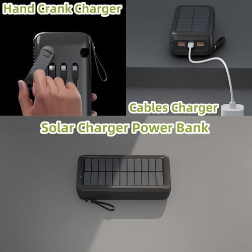 Ultimate Solar Power Bank 63200 m Ah – High-Capacity Portable Charger with Hand Crank, Dual Outputs, and 4 LED Flashlight Modes for Camping, Travel, and Emergency Use – Durable, Waterproof, and Fast Charging Compatible with All Devices