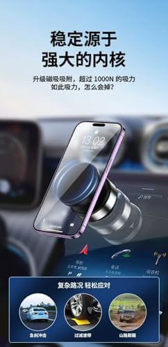 Boxgear 15W for MagSafe Wireless Charger Car Mount, 360° Adjustable N52 Magnetic Suction Phone Mount, Vacuum Phone Holder for Car Screen/Windshield/Smooth Surface, Compatible with iPhone (Style 2) – Enhanced Compatibility and Speed