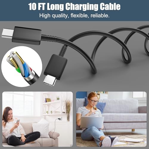 Elevate Your Charging Experience: 25 W USB C Fast Charge Block with 10 Ft Type C Cable for Samsung Galaxy S21-S24 & Note 20 – Optimal Power Delivery for Home and Travel – Exceptional Speed, Enhanced Safety Features, and Ultimate Compatibility for Android Devices