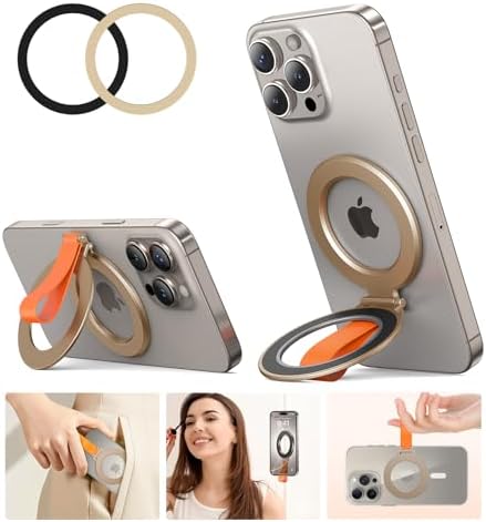 Chic Glitter Magnetic Phone Ring Holder for Mag Safe – Stylish Finger Grip Stand for i Phone, Kindle & Smartphones, Enhanced Stability with Versatile Compatibility for Pop Sockets – Elevate Your Daily Mobile Experience with Glamour and Functionality