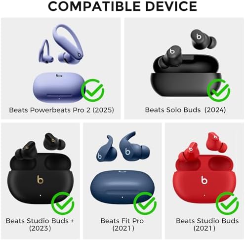 Aha Style Silicone Ear Hooks for Beats Studio Buds 2021 – 3 Pairs of Anti-Slip Covers for Ultimate Comfort and Secure Fit – Perfect for Running and Active Lifestyles – Classic Black Earbud Accessories Enhancing Audio Experience Without Charging Case Compatibility