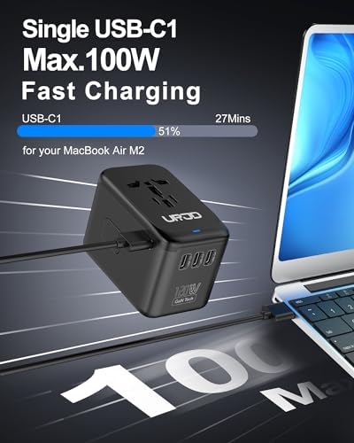 Global Travel Companion: High-Performance Universal Adapter with 6 A Output, Featuring 3 USB-C & 2 USB-A Ports for Swift Charging Across 200+ Countries – Perfect Solution for EU, US, UK, AU and Beyond