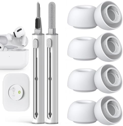 Advanced Comfort Silicone Ear Tips for Air Pods Pro (1 st & 2 nd Gen) – 8-Pair Set with Noise Reduction Technology, Built-in Dust Protection, and USB-C Charging Case – Includes Essential Cleaning Kit for Optimal Performance – Available in Four Sizes for Customizable Fit and Superior Sound Quality