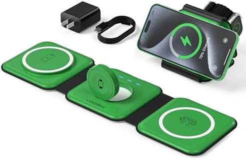 UCOMX Foldable 3-in-1 Wireless Charging Station: Ultimate Travel Charger for i Phone 12-16 Pro Max, Apple Watch Series 3-Ultra, and Air Pods Pro – Rapid Nano Technology for Fast, Safe Charging & Clutter-Free Convenience