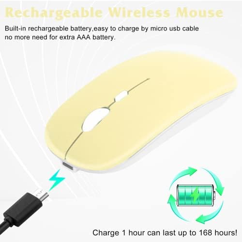 Vibrant Banana Yellow Urban X 2.4 GHz & Bluetooth Rechargeable Wireless Mouse – Ergonomic Design, Compatible with Kindle, Amazon Fire HD, i Pad Pro, Laptops & More – Enhance Your Productivity with Style and Precision