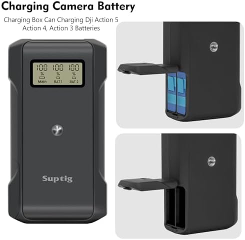 Suptig 10,000 m Ah Multi-Device Power Bank: Ultimate Fast-Charging Battery Solution for DJI Action Cameras 3, 4, 5 with Tripod Mount and Real-Time LCD Power Display – Enhanced Safety Features for Uninterrupted On-the-Go Filming and Versatile Charging of Mobile Devices