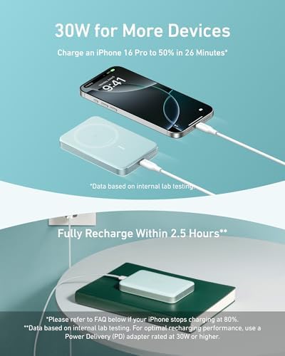 Anker Mag Go 10,000 m Ah Ultra-Slim Magnetic Power Bank – Qi2 Certified 15 W Fast Charger for i Phone 16/15/14/13/12 Series, Ergonomic Design for Effortless Portability and Seamless Charging Experience – Ideal for On-the-Go Lifestyle