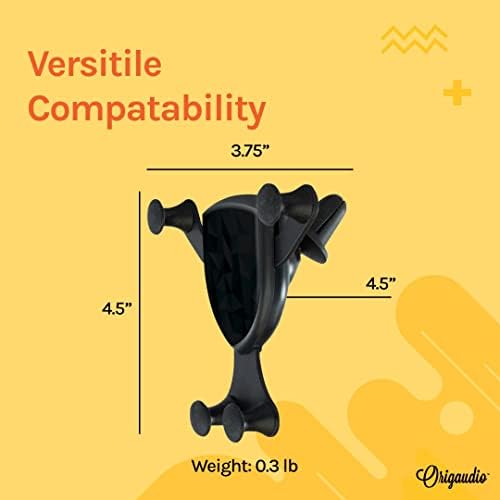 Enhance Your Daily Commute with the Origaudio Gravitis Wireless Car Charger – Fast Qi Charging Vent Mount for Ultimate Smartphone Convenience – Secure Fit for Navigating on the Move – 2-3 Hour Charge Duration – Effortless One-Handed Operation for Busy Lifestyles – Ideal for Reliable Hands-Free Navigation and Swift Power Solutions
