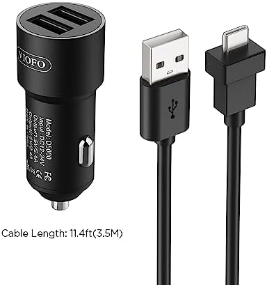 VIOFO D5000 Type-C USB Car Charger with 11.4 ft Long Power Cable – Ultimate Dash Cam Power Solution for A229 Pro, A229 Plus, A119 Mini 2, A139 Pro, T130, and WM1 Models – Unmatched Charging Speed and Flexibility for Seamless Recording