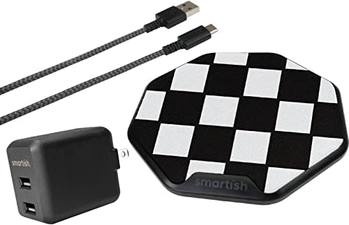 Smartish Charge Island 15 W Fast Wireless Charger – Qi-Certified Non-Slip Charging Pad for i Phone, Samsung Galaxy & Air Pods Pro – Enhance Efficiency with Sleek Design & Built-in Safety Features – Ideal for Home & Office Charging Solutions