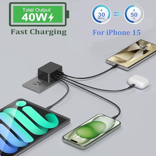 Costyle 40 W Dual USB-C & USB-A Charger Block 2-Pack – Ultra-Fast Compact Wall Adapter for i Phone 15/14/13/12/11 Pro, i Pad, Air Pods & Samsung Devices – Versatile QC+PD 3.0 Technology for Rapid Multi-Device Charging and Space-Saving Portability