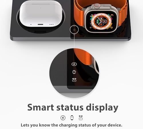 Revolutionize Your Charging Experience: 3-in-1 Fast Charging Station for Apple Devices with Mag-Safe Technology – Wireless Dock for i Phone 16/15/14/13/12 Series, Apple Watch Series 1-9/Ultra, and Air Pods Pro – Includes 30 W USB Charger in Sleek Silver Finish for Optimal Compatibility and Speed