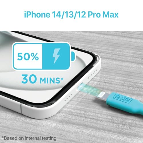 BLACK+DECKER Lightning to USB Charging Cable – Ultra-Fast Charge & Data Sync for All Apple Devices – Durable Braided Construction, Lightweight & Travel-Ready – Versatile Lengths & Color Options, Including Convenient 3 ft Length