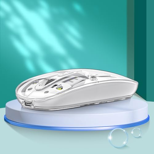 Experience Unmatched Versatility with the Uiosmuph Tri-Mode Bluetooth Mouse – Wireless, USB-C Rechargeable, and Quiet Click Design for Seamless Multi-Device Connectivity – Stylish Transparent Cover and Battery Level Indicator – Perfect for Laptops, Macs, and i Pads – Sleek Yellow Finish for Enhanced Productivity