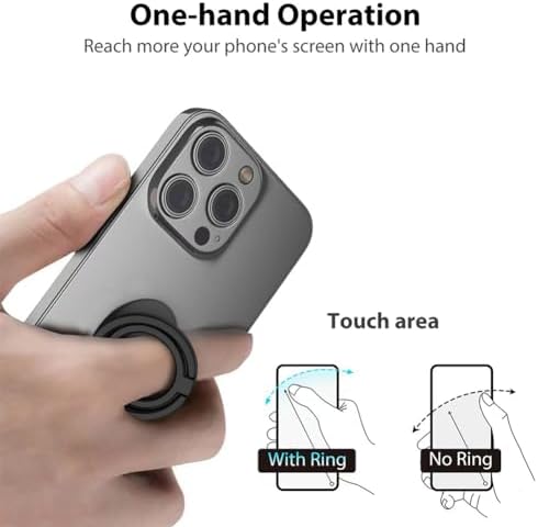 Revolutionary Mag Safe Magnetic Phone Grip and Kickstand – Sleek Black Weave Ring Holder for Ultimate Hands-Free Convenience and Effortless Wireless Charging – Dual Functionality for Enhanced Security and Stability, Perfect for i Phone Users on the Go