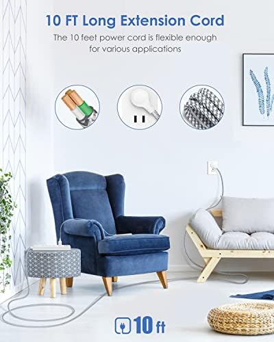 6 Ft Surge Protector Power Strip with 5 AC Outlets & 2 USB-C Ports – Space-Saving Flat Extension Cord for College Dorms & Home Office – Reliable Desktop Charging Station in Sleek White Design – Enhanced Surge Protection for Optimal Device Safety