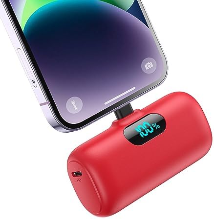Compact Pink Portable Charger for i Phone – 5000 m Ah PD Fast Charging Power Bank, Lightweight Mini Battery Pack Compatible with i Phone 14/14 Pro Max/13/13 Pro/12 Pro/11/XS/XR/X/8/7/6 – Stylish and Versatile Backup Solution for On-the-Go Power