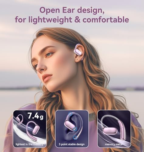 Ultra-Lightweight King Lucky Open Ear True Wireless Earbuds – Bluetooth 5.3 Sports Headphones with 60-Hour Battery Life, Dual Device Connectivity & Exceptional Sound Clarity for Active Lifestyles and Outdoor Adventures