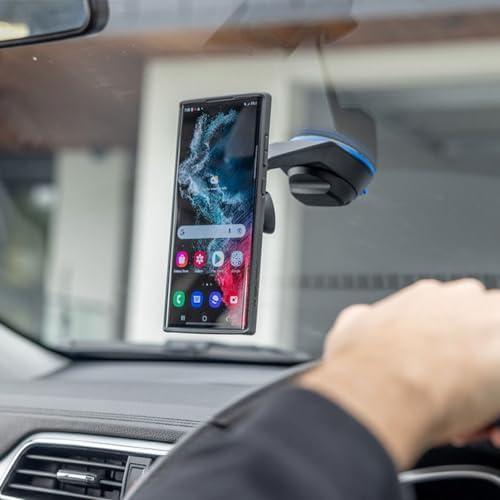 Experience Ultimate Stability with the Quad Lock Suction Car Phone Holder – Precision Engineered for i Phone, Galaxy, Pixel, and Universal Adapters – Effortless Hands-Free Navigation and 360-Degree Viewing Flexibility – Sleek Dashboard and Windshield Mount for Enhanced Driving Safety and Convenience
