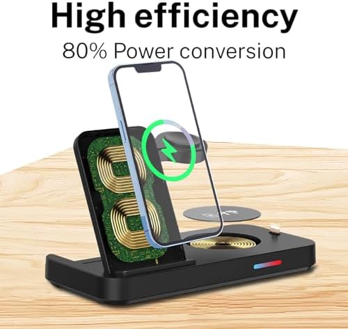 Ultimate 6-in-1 Wireless Charging Dock for i Phone 16/15/14/13, Apple Watch Series, Air Pods Pro – Super-Fast Qi-Certified Charging Station with QC3.0 Adapter for Seamless Device Compatibility and Safety Features – Perfect for Home and Travel Use