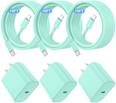 Ultra-Fast Charging Kit for i Phone 14/13/12 – 20 W USB-C Power Block & Dual 6 FT Lightning Cables in Vibrant Green – Superior Compatibility for Pro/Plus Models – Recharge Up to 50% in Just 30 Minutes – Stylish, Durable Design for Daily Use – Maximum Efficiency Meets Trendy Aesthetics