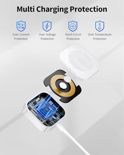 2025 Enhanced Magnetic Wireless Charger for Apple Watch – 3 FT Portable Charging Cable with Dual USB Power Adapter for Fast and Efficient Charging of All Models, Including Ultra/10/9/8/7/SE/SE2/6/5/4/3/2/1 – Seamless Magnetic Alignment and Durable Design for Active Lifestyles