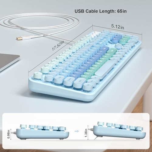 Retro-Inspired Full Size Typewriter Keyboard with Number Pad – Wired USB Keyboards for Windows 7, 8, 10, 11 | Enhance Your Typing Experience with Classic Charm and Modern Efficiency | Perfect for Home and Office Use