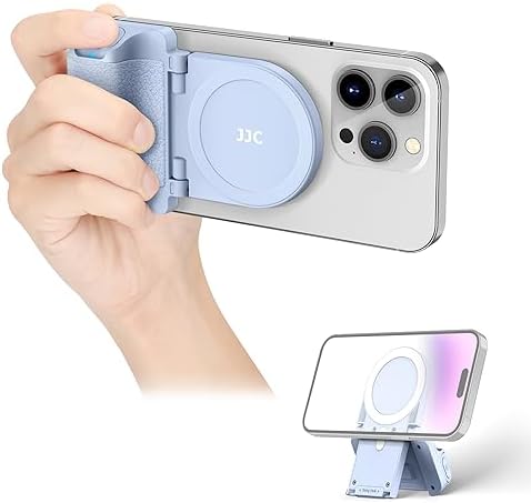 Transform Your Smartphone Photography with the JJC Magnetic Camera Grip Handle – Lightweight Ergonomic Phone Accessory with Wireless Shutter Remote & Tripod Compatibility for i Phone and Android Users, Stylish White Finish for Enhanced Control and Effortless Shooting