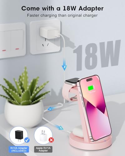 All-in-One 3-in-1 Wireless Charging Station for Apple Devices – Fast Charger Dock for i Phone 11-16 Pro Max, Apple Watch & Air Pods – Sleek, Compact Design with Enhanced Compatibility and Speed for Effortless Power Management