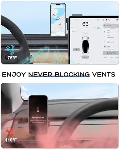 Magnetic Tesla Phone Mount for Mag Safe – Premium Holder for Model 3 & Model Y | Universal Smartphone Compatibility | 360° Rotation for Effortless Access | Easy Installation & Enhanced Driving Safety | Sleek Design for Modern Tesla Aesthetics