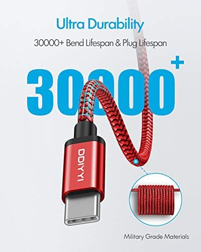 USB Type C Cable 5Pack (3/3/6/6/10FT), Nylon Braided USB C Cable Fast Charger Cord for iPhone 16/15, Samsung Galaxy S24 S23, LG V30 V20 G5 G6, PS5, Google Pixel, Redmi, HTC – Enhanced Compatibility and Speed