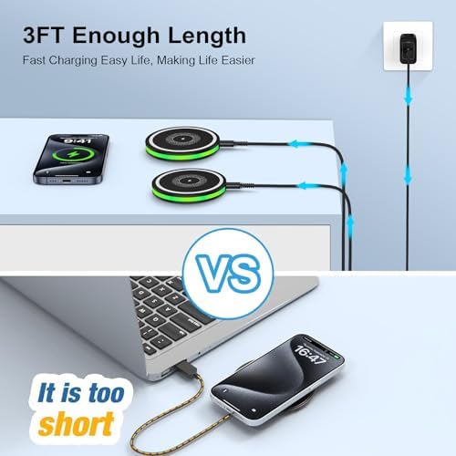 Samsung Galaxy S25 Edge 15 W Fast Wireless Charger Pad – Ultra-Fast Charging for Galaxy Z Flip 7, Z Fold 7, S25 Ultra, S24, S23, S22, and Google Pixel 9 Series – Enhanced Compatibility with Safety Features – Ideal for Android and i Phone Devices – Includes 2 Charging Pads and USB-C Cables