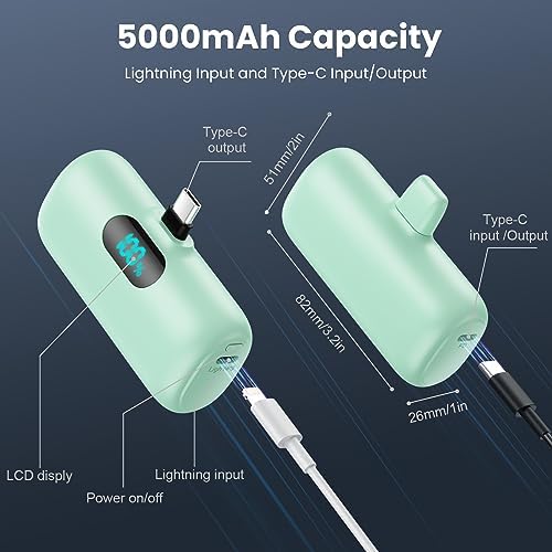 Ultra-Compact 5000 m Ah Power Bank – High-Speed USB-C Mini Portable Charger with LCD Display, Perfect for i Phone 16/15 Series & Android Devices – Lightweight Battery Pack for Travel and Daily Use, Enhanced Compatibility & Fast Charging Solutions