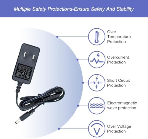 Universal 12 V 12 W AC/DC Power Supply Adapter with 5 FT Cord – Versatile Power Solution Featuring 9 Interchangeable Jacks for Seamless Connectivity – Perfect for LED Strip Lights, Bluetooth Speakers, GPS Devices, Webcams, and Routers – Reliable and Efficient Performance for Home and Office Use
