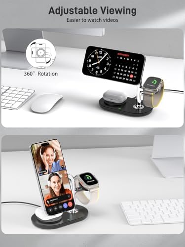 Ultimate 3-in-1 Mag Safe Dual Wireless Charging Station for i Phone 16/15/14/13/12, Air Pods Pro 2, and Apple Watch Series 10/9/8/7 – Fast & Efficient Charging Solution with Clutter-Free Design and LED Status Indicators for Seamless Device Power-Up