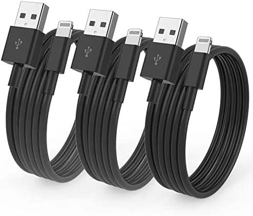 6-Foot Apple MFi Certified Charging Cable – 3 Pack Lightning to USB Cords for Fast Charging i Phone 14/13/12/11/XS/XR/i Pad – Durable Design with Extended Reach for Effortless Device Use – High-Speed, Reliable Connection for Home, Office, and Travel