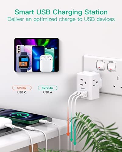 Universal European Travel Power Adapter with Dual USB-C Charging Ports – 3 Outlet Type E/F Plug for Effortless Device Connectivity in France, Portugal, Germany, and Beyond – Essential Travel Companion for Seamless Power and Fast Charging on Your European Adventures