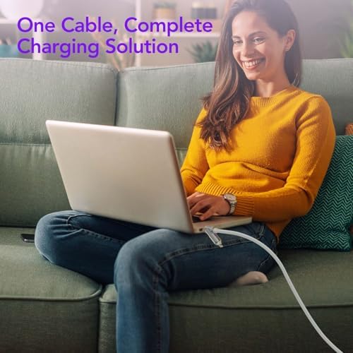 4-in-1 Universal Multi USB Charging Cable – 240W Max Fast Charger Cord with Multiple Connectors for iPhone 16/15/14/13, iPad, Samsung, MacBook, Tablets & More (Black, 6.6Ft) – Enhanced Compatibility and Speed