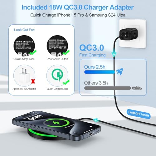 15 W Motorola Fast Wireless Charger Pad for Moto Razr 2025/2024 & Edge Series – Quick Charge 3.0 Compatible, Sleek Design, Safe & Efficient Charging Solution for Modern Devices