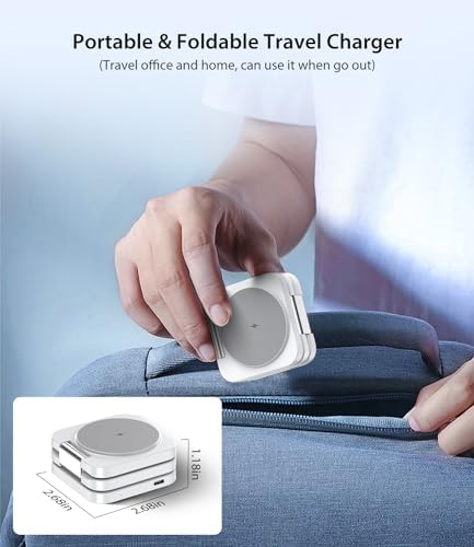 Magnetic 3-in-1 Wireless Charging Station for i Phone 15/14/13/12 Pro Max, Apple Watch 9/8/7/6/5/4/3/2 SE, and Air Pods Pro 3/2 – Fast, Portable, and Stylish Charger for All Your Apple Devices (Black) – Ultimate Charging Convenience with Enhanced Compatibility and Foldable Design