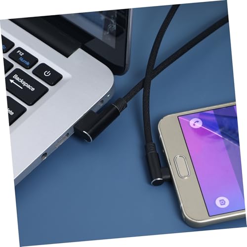 90-Degree USB Micro Cable – 1 m Nylon Braided Right Angle Charger for Universal Phones – Fast 2.4 A Data Transmission – Durable & Tangle-Free Connectivity Solution for Enhanced Performance