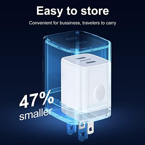 25 W Dual Port Type-C Fast Charging Wall Charger – Ultimate High-Speed Power Adapter for Samsung Galaxy S24 Series, i Phone 16/15/14 Pro, and Google Pixel 9 – Compact, Lightweight Design with Advanced Safety Features for Effortless Device Charging Anywhere, Anytime