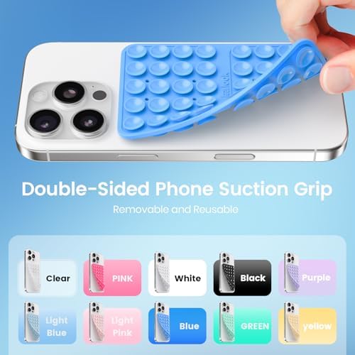 Klearlook 4-Pack Silicone Suction Cup Phone Mount – Creative Hands-Free Phone Grip for Stunning Selfies & Videos in Clear, Light Pink, Hot Pink, and Lavender – Innovative Double-Sided Suction Technology for Wide Compatibility – Premium Durable Design for Effortless Content Creation and Easy Maintenance