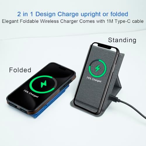 Innovative Foldable Wireless Charger & Phone Holder – 15 W Fast Charging Stand for i Phone 15/14/13/12 Pro/XS/8 Plus & Galaxy S23/S22/S21/Note 20 – Sleek Blue Design for Ultimate Portability and Style
