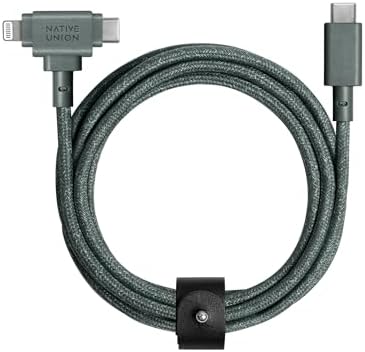 Native Union Belt Cable Duo – 5 ft Eco-Conscious Braided 2-in-1 Charging Cable with MFi Certified Lightning & Type-C Connectors – Durable, Versatile, and Perfect for Multi-Device Charging on the Go