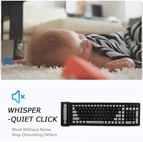 Ultimate Portable Wireless Silicone Keyboard – Rollable & Flexible 107-Key Design with Number Pad | Waterproof, Dustproof & Soft Touch Typing Experience for Laptops, PCs, Tablets & Travel Enthusiasts – Enhanced Compatibility & Effortless Storage