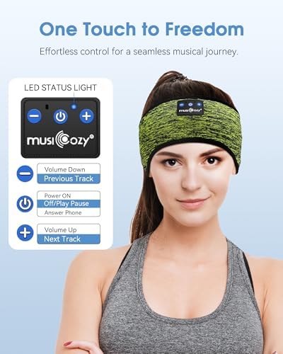 MUSICOZY Bluetooth 5.4 Sleep Headband – Ultra-Thin Stereo Earbuds for Uninterrupted Comfort and Performance, Sweat-Resistant for Active Lifestyles & Serenity (White Red) – Elevate Your Audio Experience with Innovative Design and Superior Sound Quality