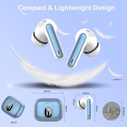 Premium Wireless Earbuds with Bluetooth 5.3 – Hi-Fi Stereo Sound, 40-Hour Playtime, IP7 Waterproof Sports Earphones with LED Battery Display – Perfect for Android & i OS Users – Ultimate Comfort & Durability for Active Lifestyles